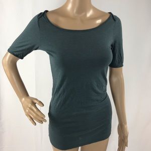 JUICY COUTURE Muted teal boatneck 3/4 sleeve top